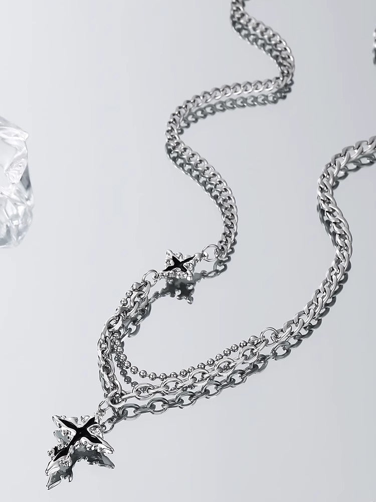 Gothic Mixed Chain Cross Necklace