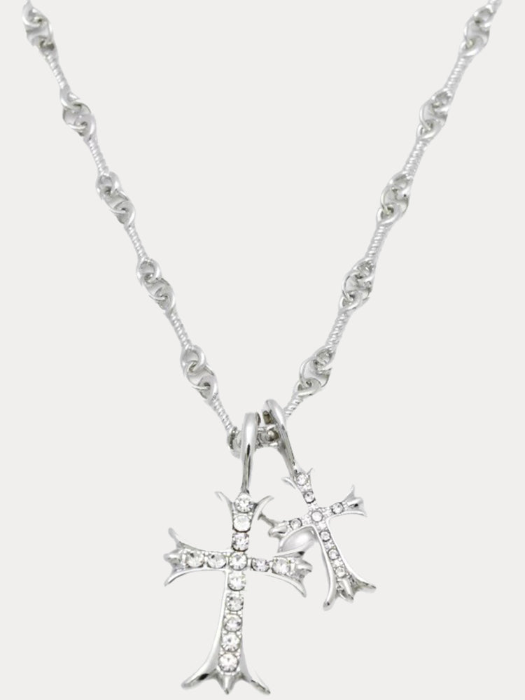 Stylish Double Cross Pendant Necklace
