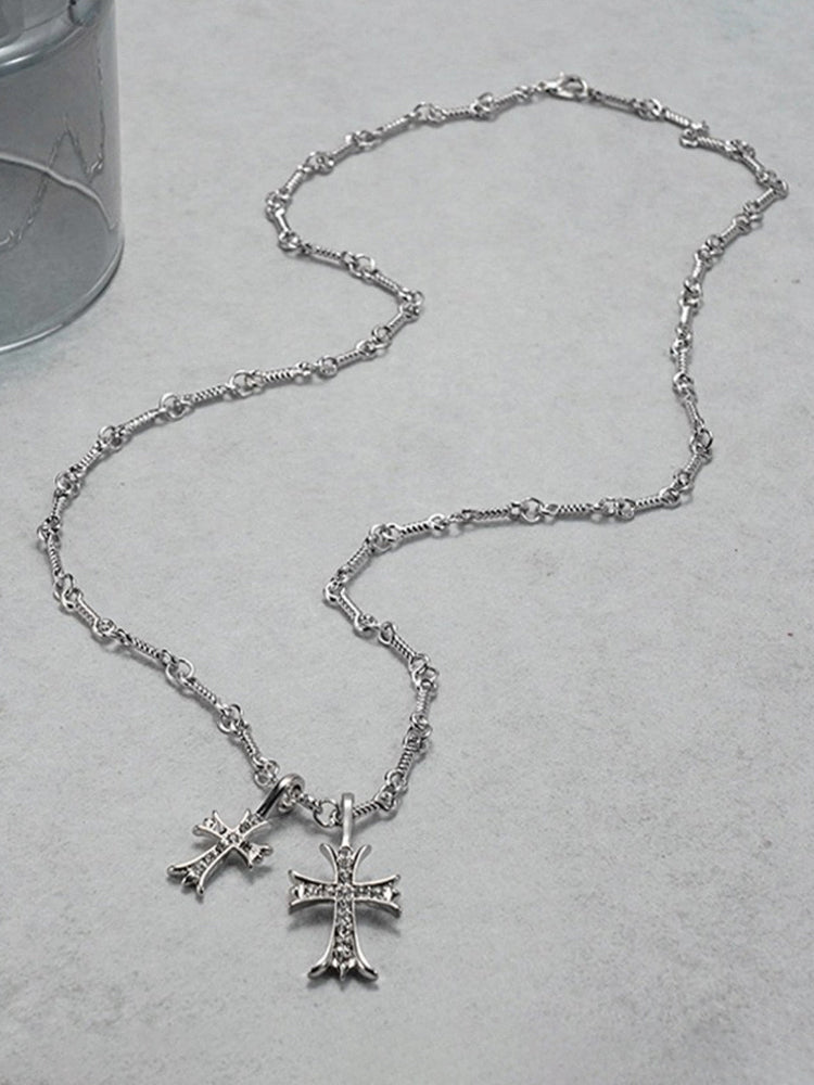 Stylish Double Cross Pendant Necklace