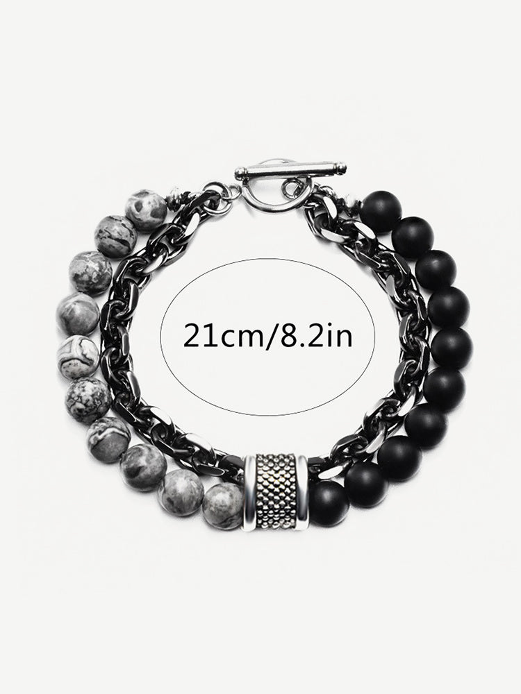 Casual Streetwear Dual-Strand Beaded Bracelet