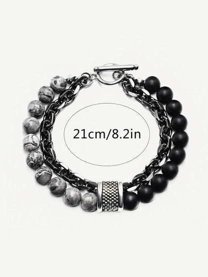 Casual Streetwear Dual-Strand Beaded Bracelet