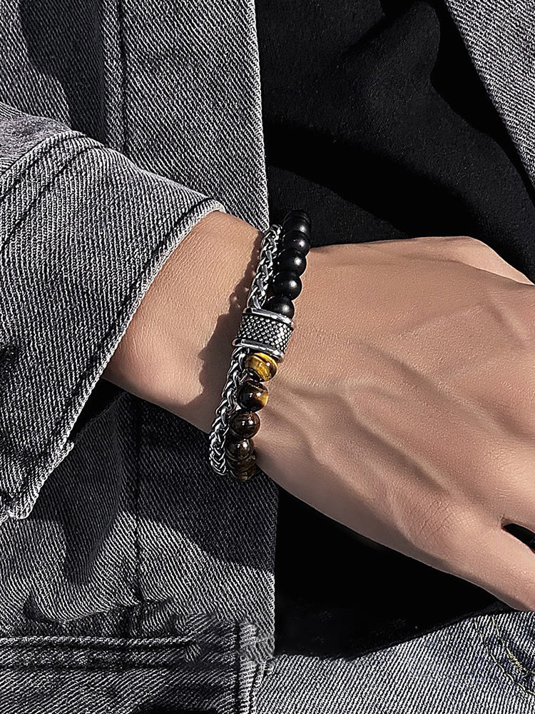 Casual Streetwear Dual-Strand Beaded Bracelet