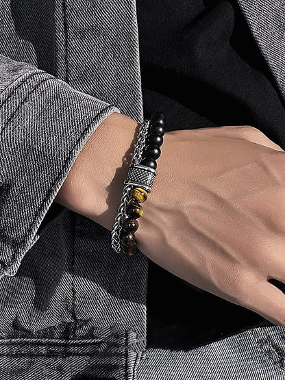 Casual Streetwear Dual-Strand Beaded Bracelet