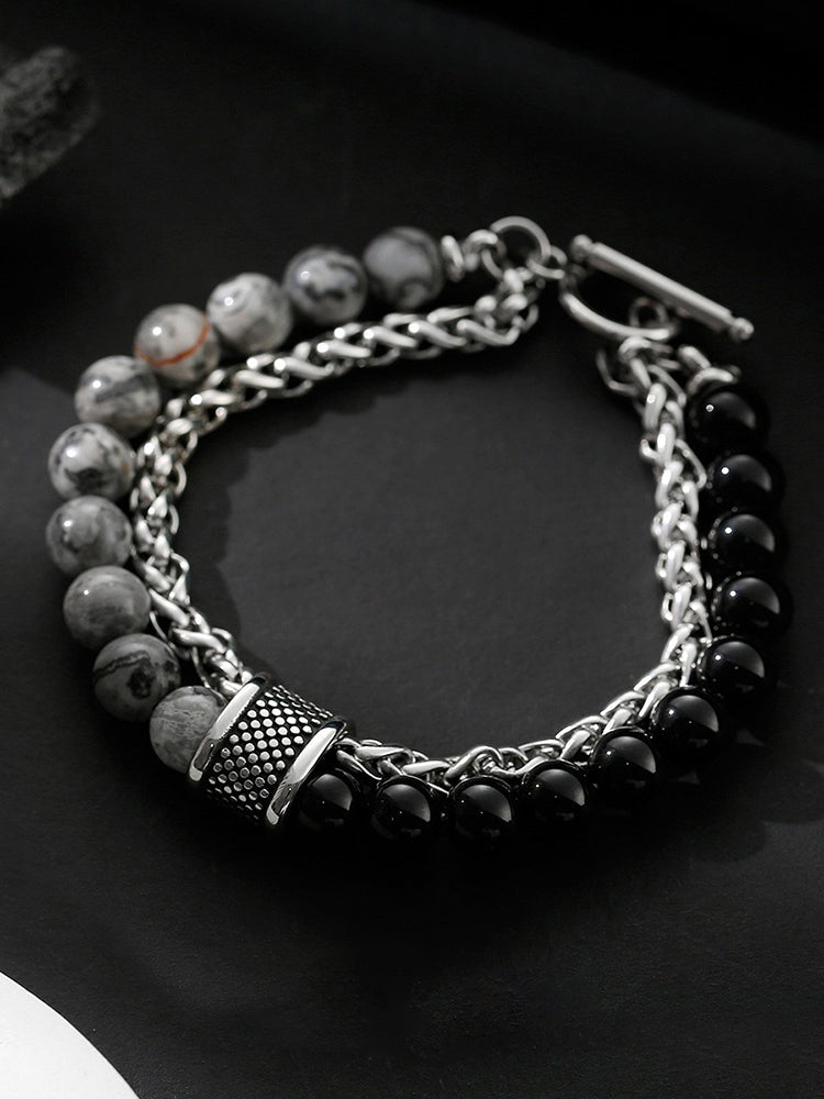 Casual Streetwear Dual-Strand Beaded Bracelet