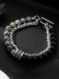 Casual Streetwear Dual-Strand Beaded Bracelet