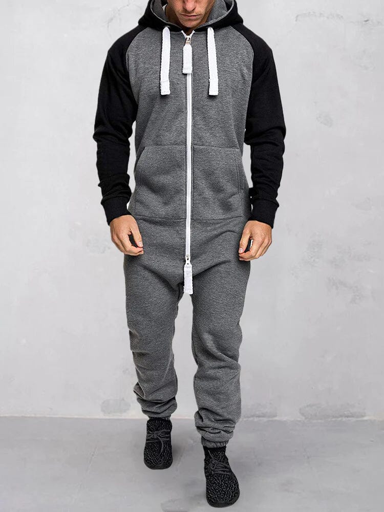 Coofandy Splicing Fleece Sports Jumpsuit (Live Only)