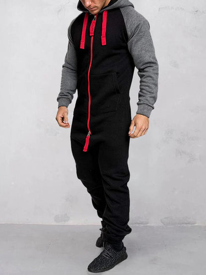 Coofandy Splicing Fleece Sports Jumpsuit (Live Only)