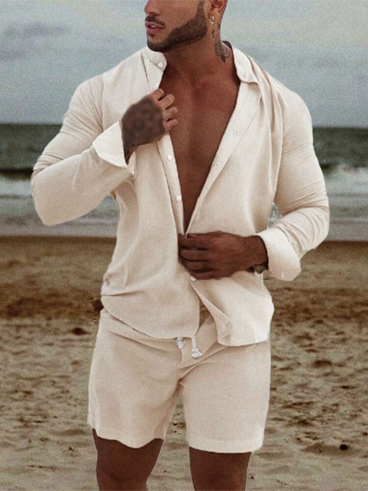 Solid Shirt Shorts Set
