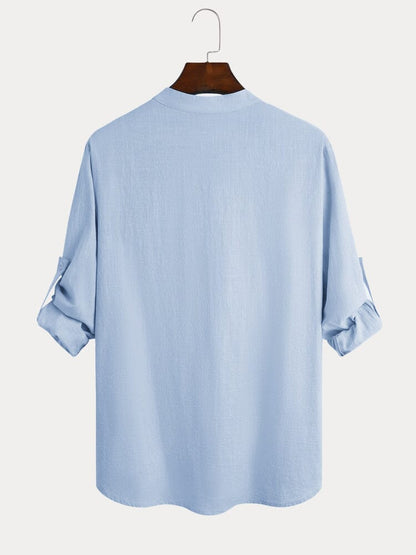 Cotton Linen Casual Long Sleeve Shirt (Live Only)