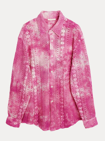 Stylish Pure Cotton Hollow Lace Shirt