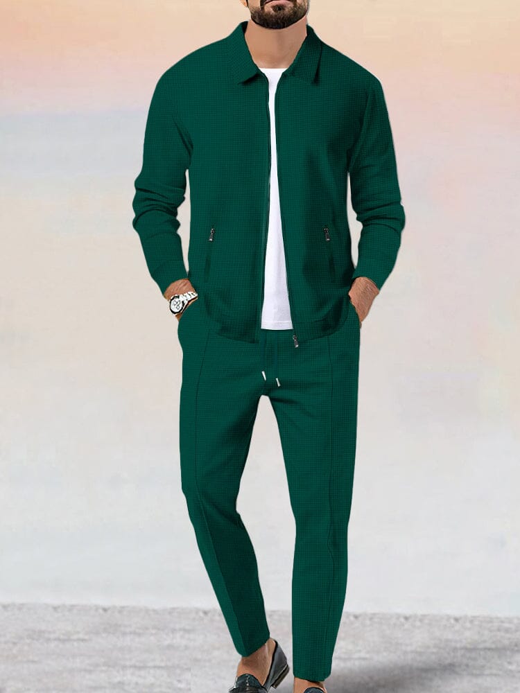 Athleisure Soft Waffle Jacket Set