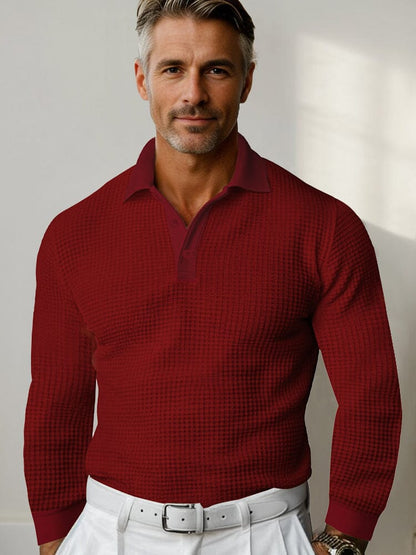 Casual Regular Fit Waffle Polo Shirt