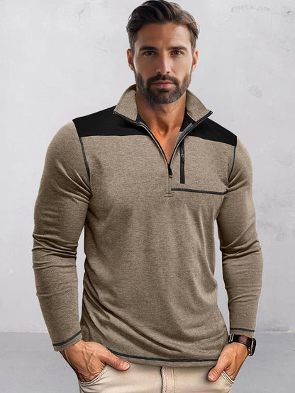 Casual Textured Color Block Polo Shirt