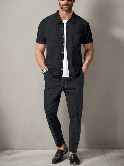 Classic Waffle Shirt Pants Set