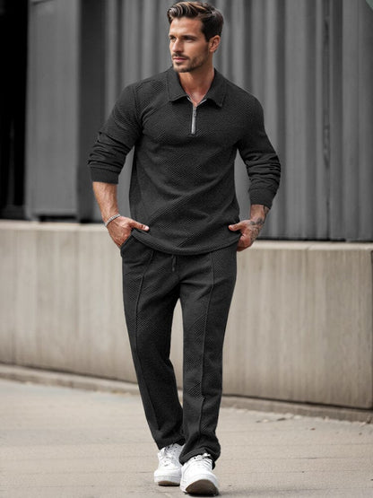 Trendy Jacquard Textured Athleisure Set