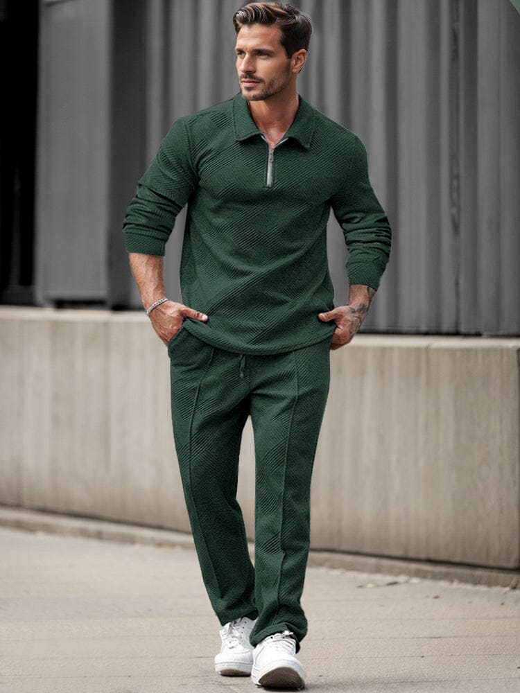Trendy Jacquard Textured Athleisure Set