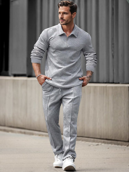 Trendy Jacquard Textured Athleisure Set