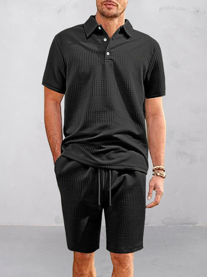 Comfort Fit Jacquard Textured 2-Piece Set