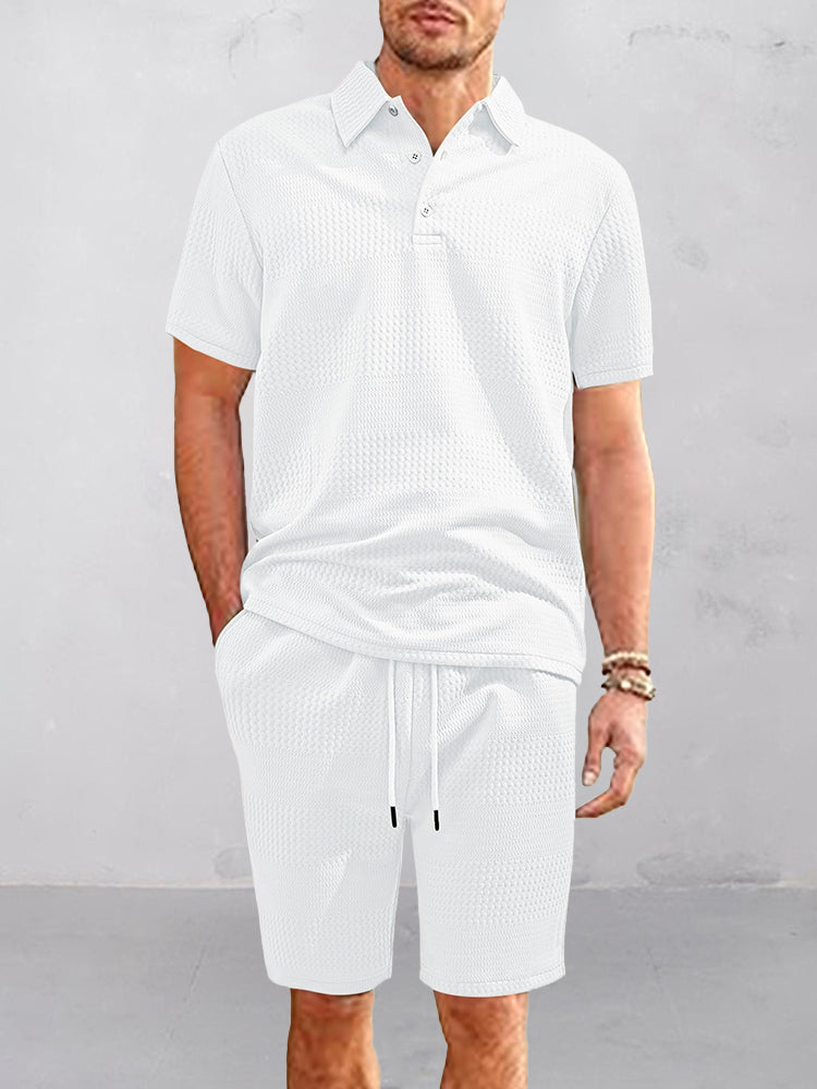 Comfort Fit Jacquard Textured 2-Piece Set