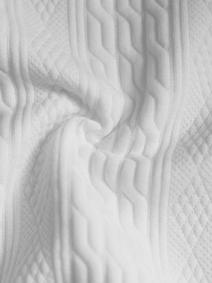 Elegant Cable Jacquard Polo Shirt Set