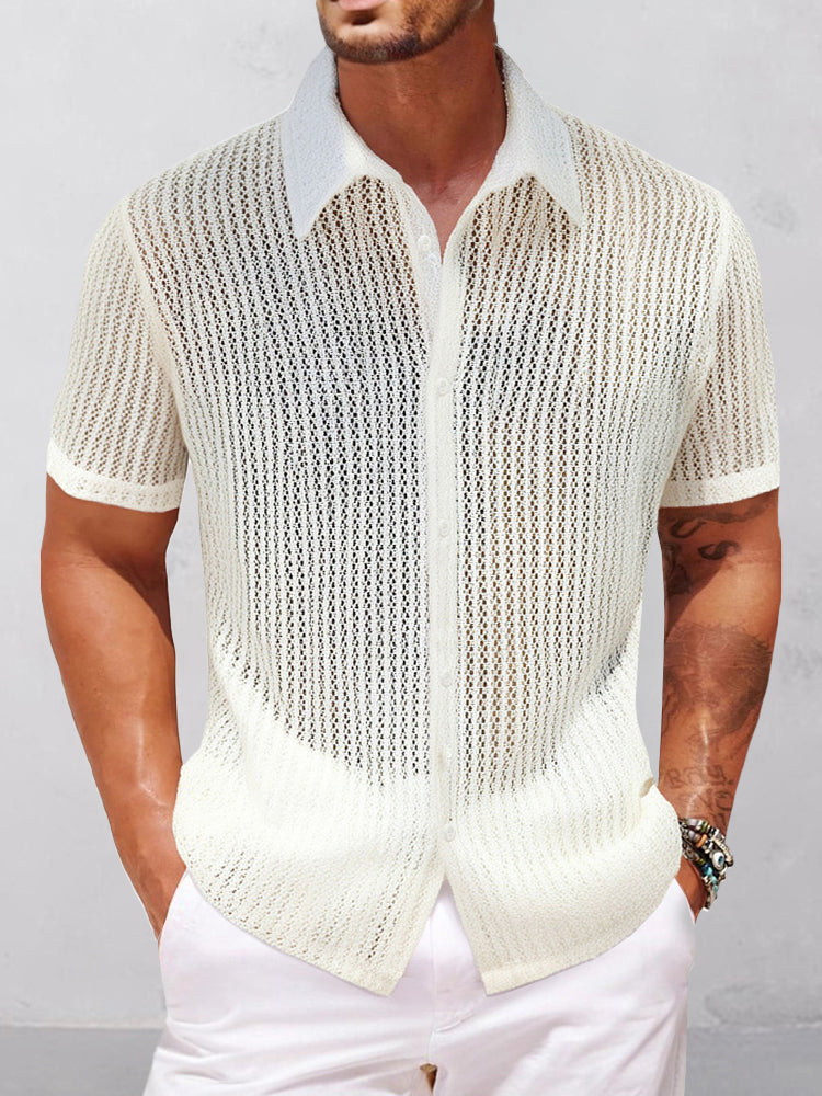 Breathable Hollow Out Textured Shirt