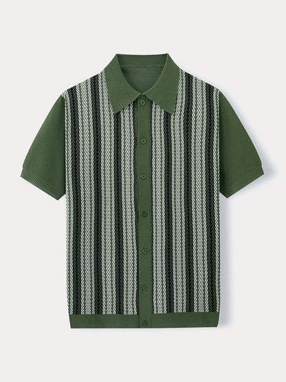 Casual Summer Jacquard Knit Shirt