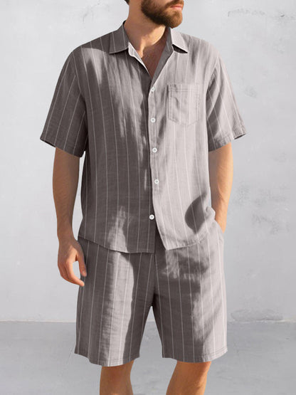 Comfort Cotton Stripe Shirt Shorts Set