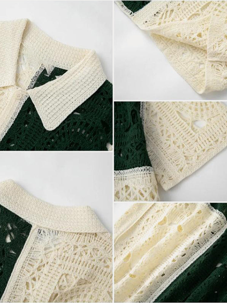 Trendy Openwork Crochet Knit Shirt