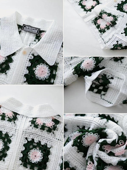 Trendy Openwork Crochet Knit Shirt