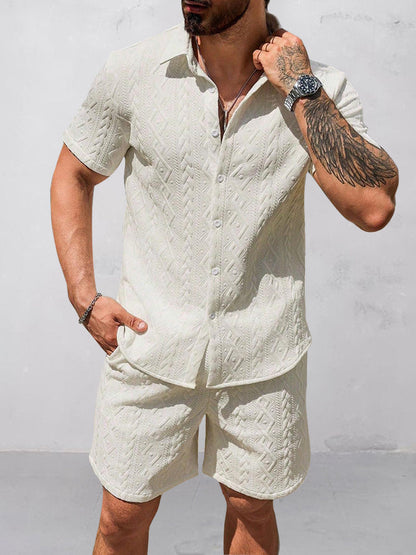 Versatile Jacquard Textured Casual Set