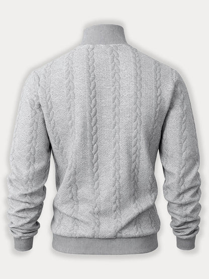 Casual High Collar Jacquard Sweatshirt
