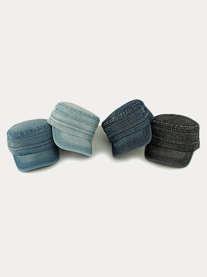 100% Cotton Washed Denim Army Caps