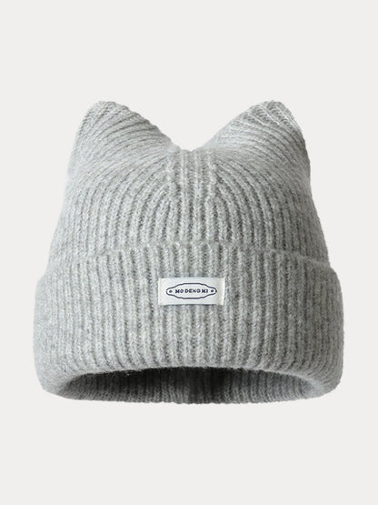 Fashion Plush Meowing Label Beanie