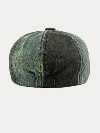 Bicolor Patchwork Washed Cotton Newsboy Cap