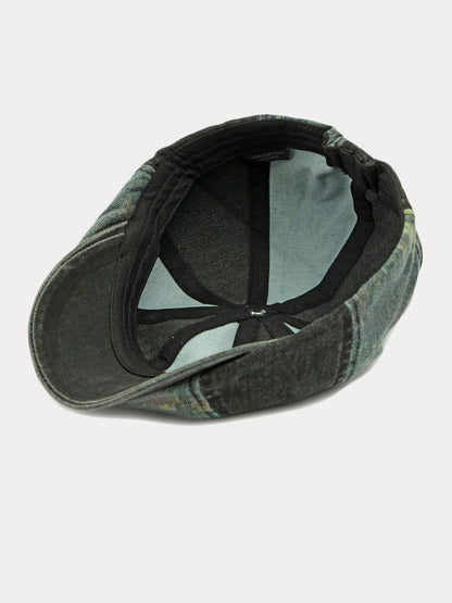 Bicolor Patchwork Washed Cotton Newsboy Cap