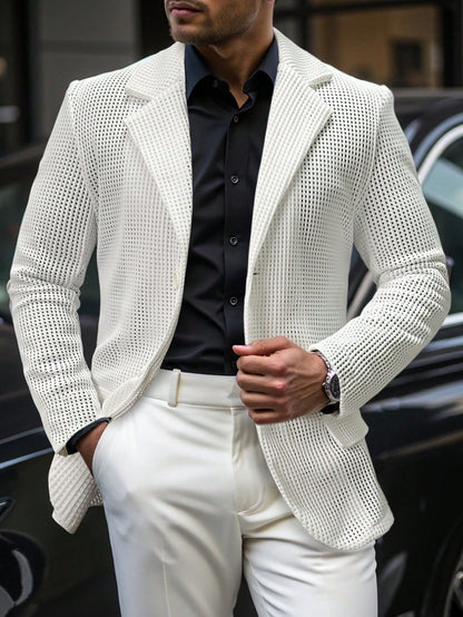 Men's Relaxed Hollow-Out Mesh Blazer