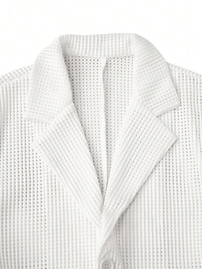 Men's Relaxed Hollow-Out Mesh Blazer