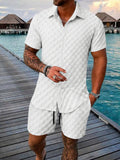 Men's Bubble Jacquard 2-Piece Shirt & Shorts Set