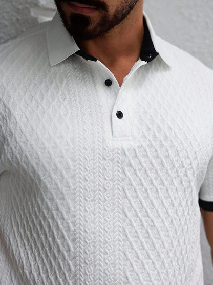 Contrast Trim Cool-Touch Cotton Knit Short Sleeve