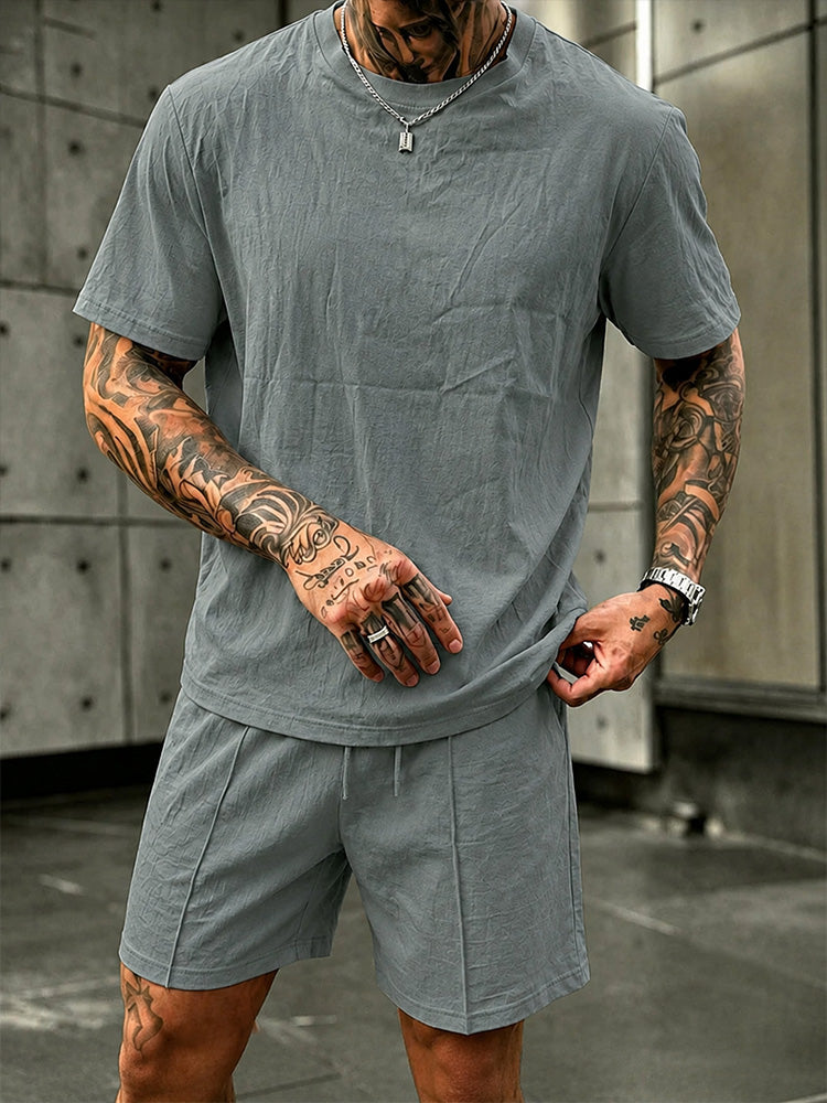 Washed Cotton 2-Piece T-Shirt & Shorts Set