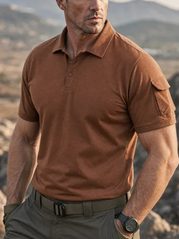 Standard Collar Stretch Woven Casual Outdoor Polo Shirt