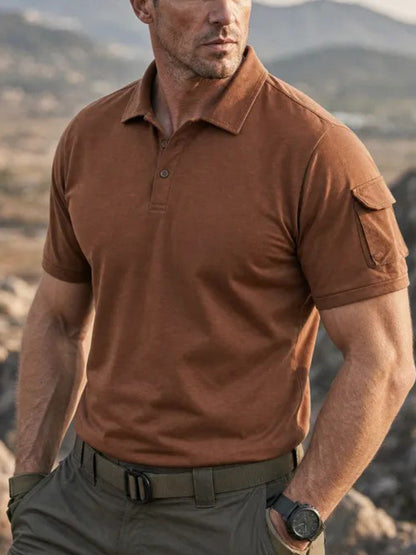 Standard Collar Stretch Woven Casual Outdoor Polo Shirt