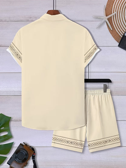Men's Ethnic Print Shirt and Shorts Set