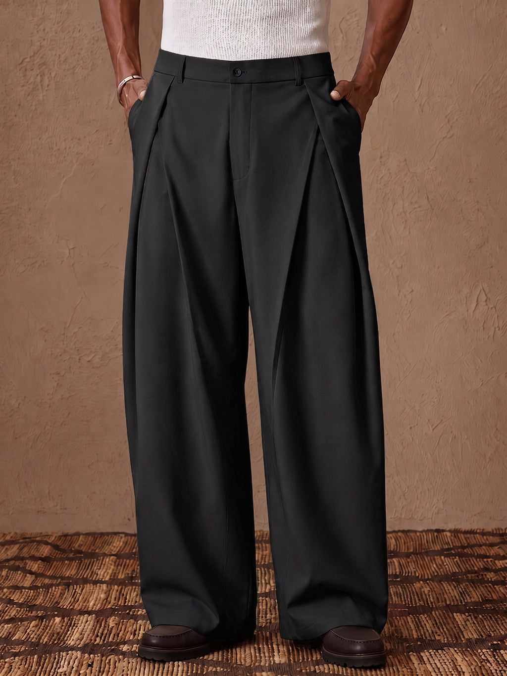 High Waist Loose Casual Suit Pleated Wide Leg Dress Pants