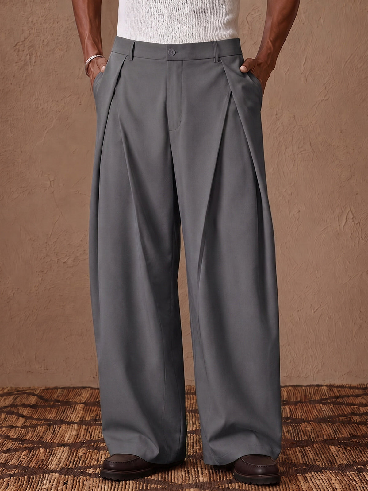 High Waist Loose Casual Suit Pleated Wide Leg Dress Pants