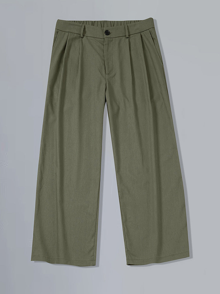 Pleated Wide Leg Washed Linen Pants