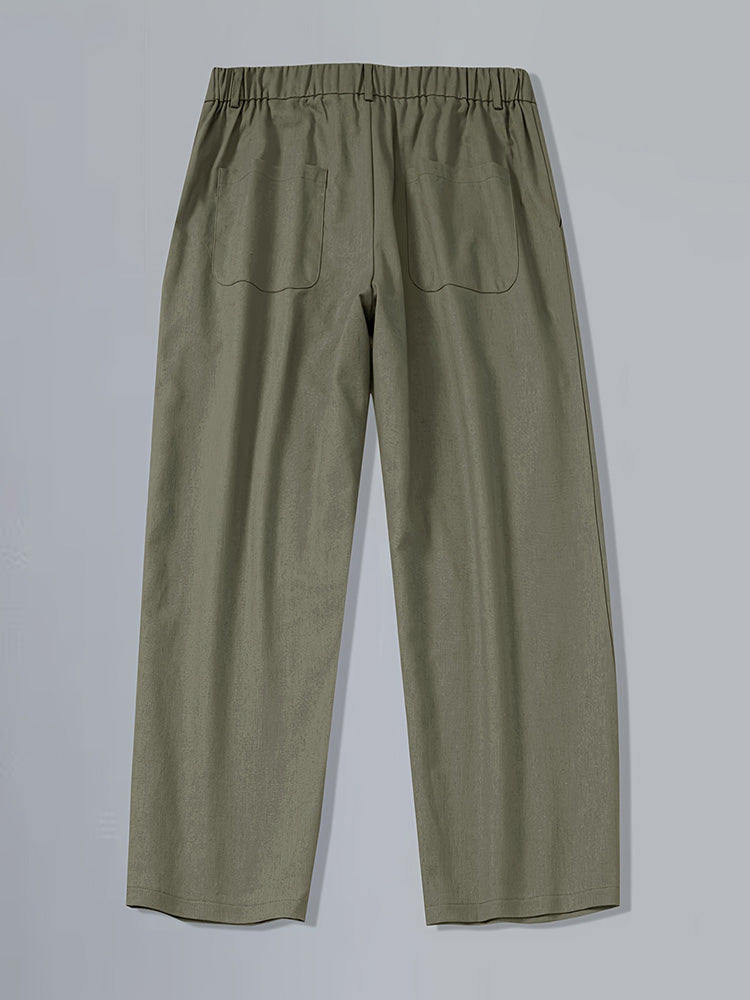 Pleated Wide Leg Washed Linen Pants