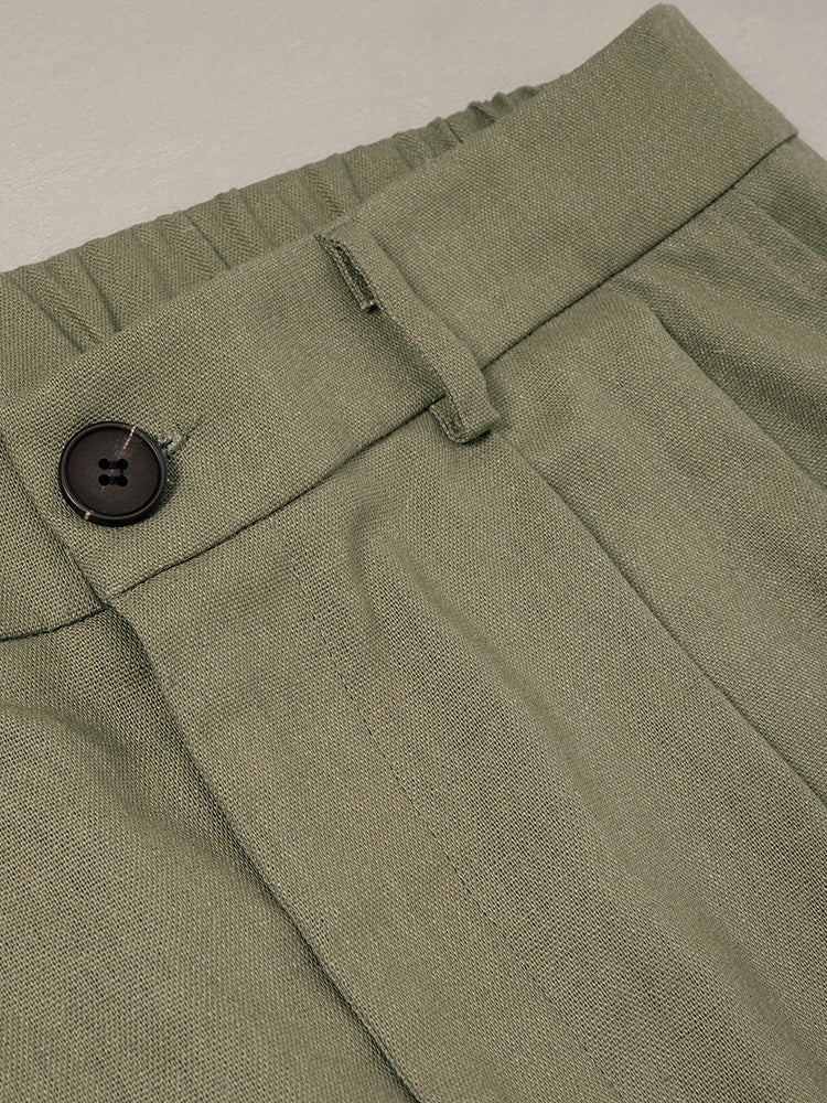 Pleated Wide Leg Washed Linen Pants