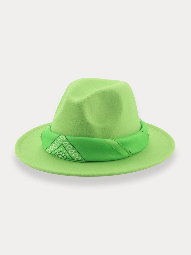 Flat Brim Fedora Hat with Kirchief