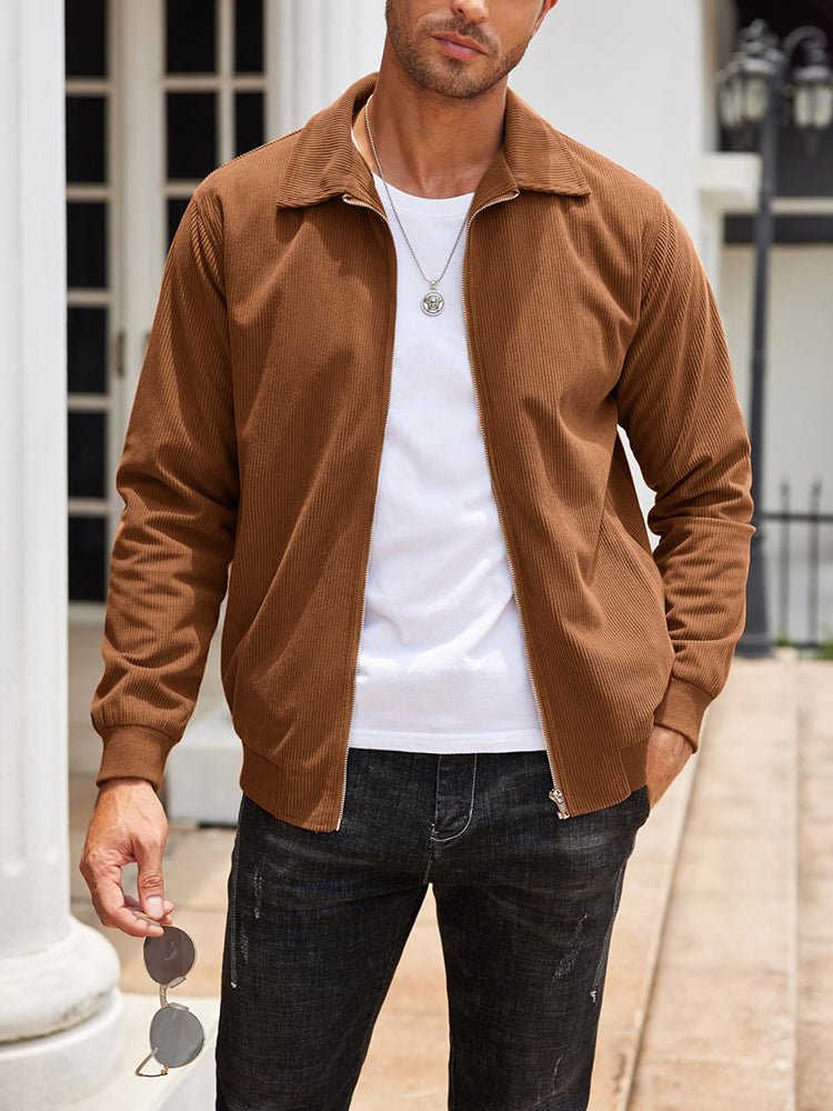 Casual Zip Up Corduroy Bomber Jacket (US Only)